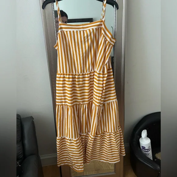 Striped Yellow and White Sundress - Picture 3 of 5